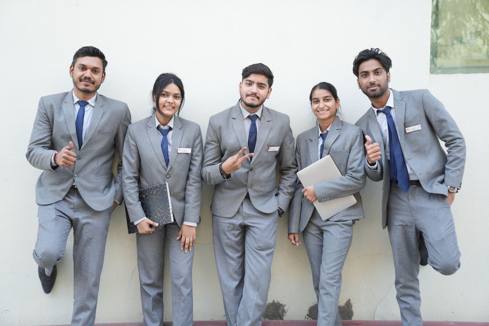 business team in formal attire posing casually